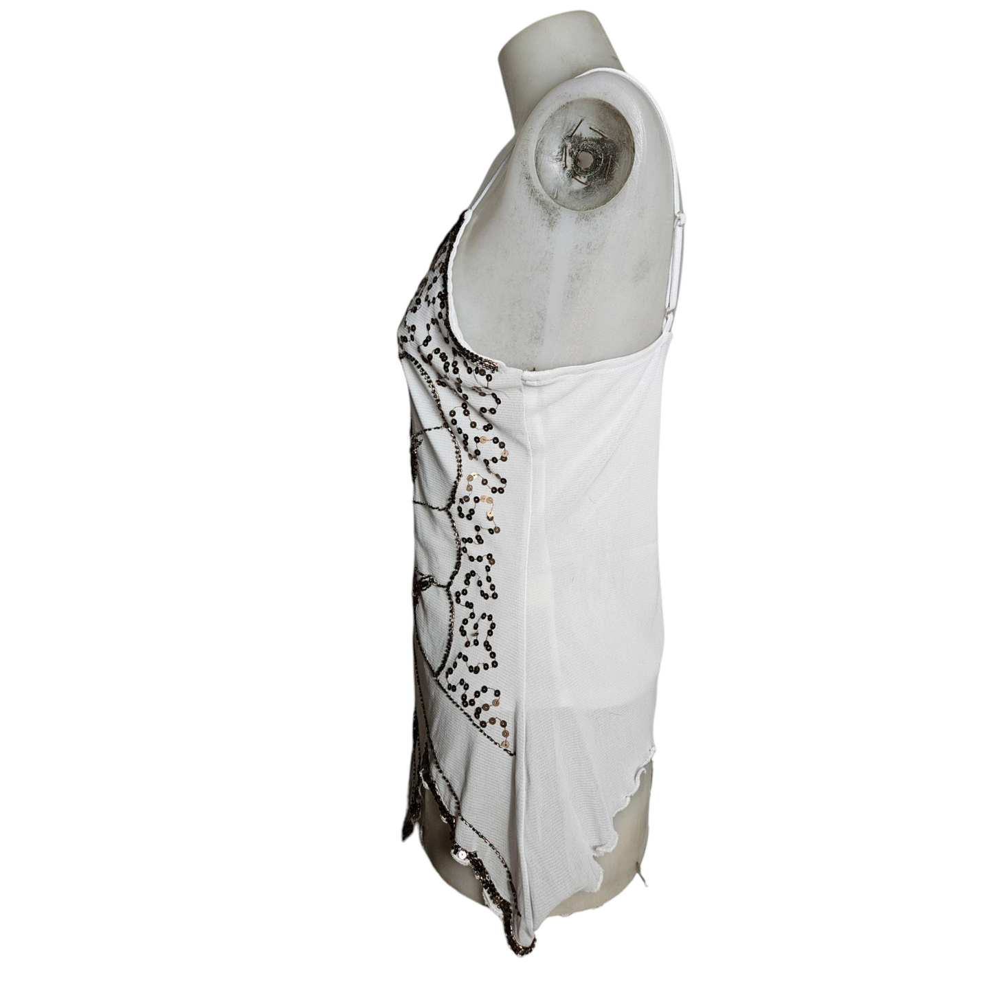 Asymmetrical top in embroidered voile