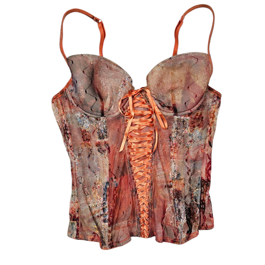 Haut esprit corset tons oranges
