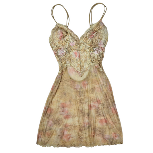 Robe nuisette en voile et dentelle