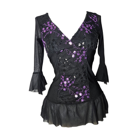 3/4 sleeve floral pattern top