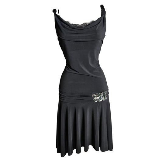 Cowl neck and buckle dress