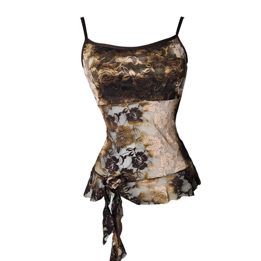 Asymmetrical lace tank top