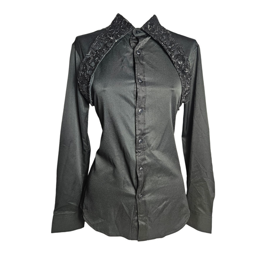 Chemise cintrée col en dentelle
