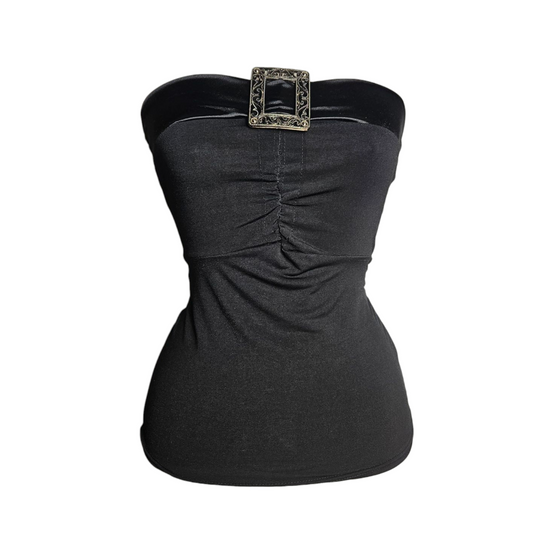 Strapless top with buckle details