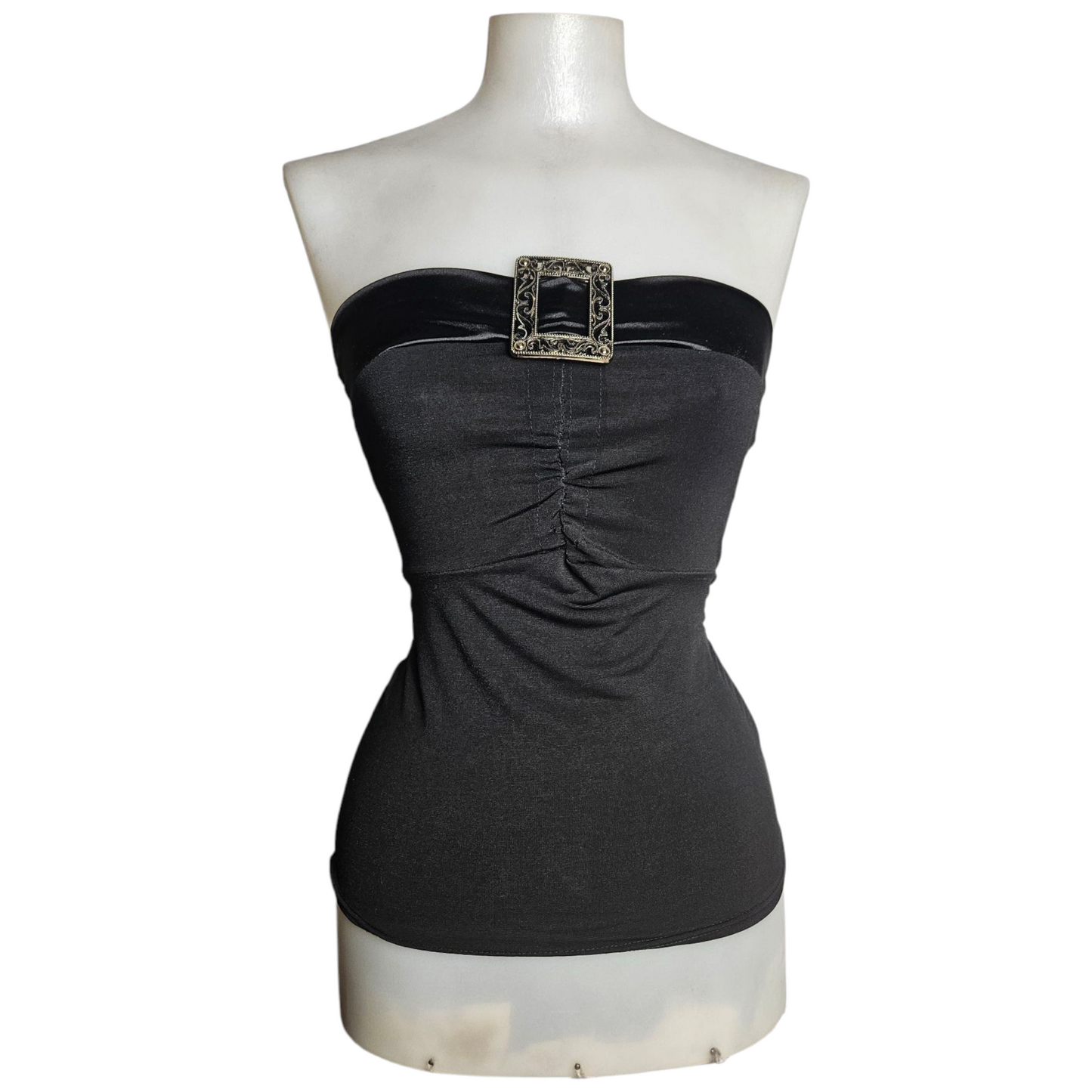 Strapless top with buckle details
