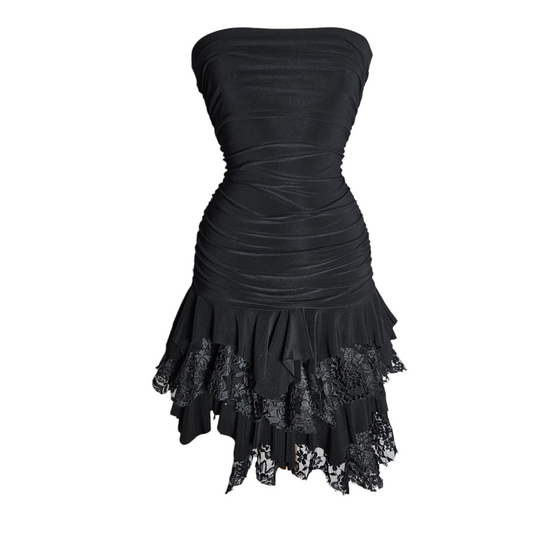 Strapless dress with lace detail