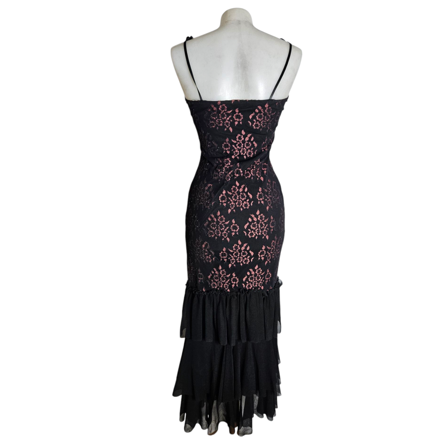 Robe maxi en voile et dentelle