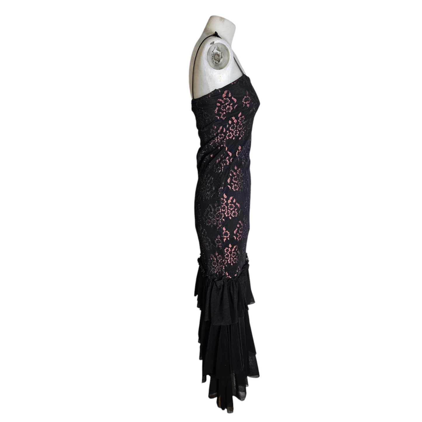 Robe maxi en voile et dentelle