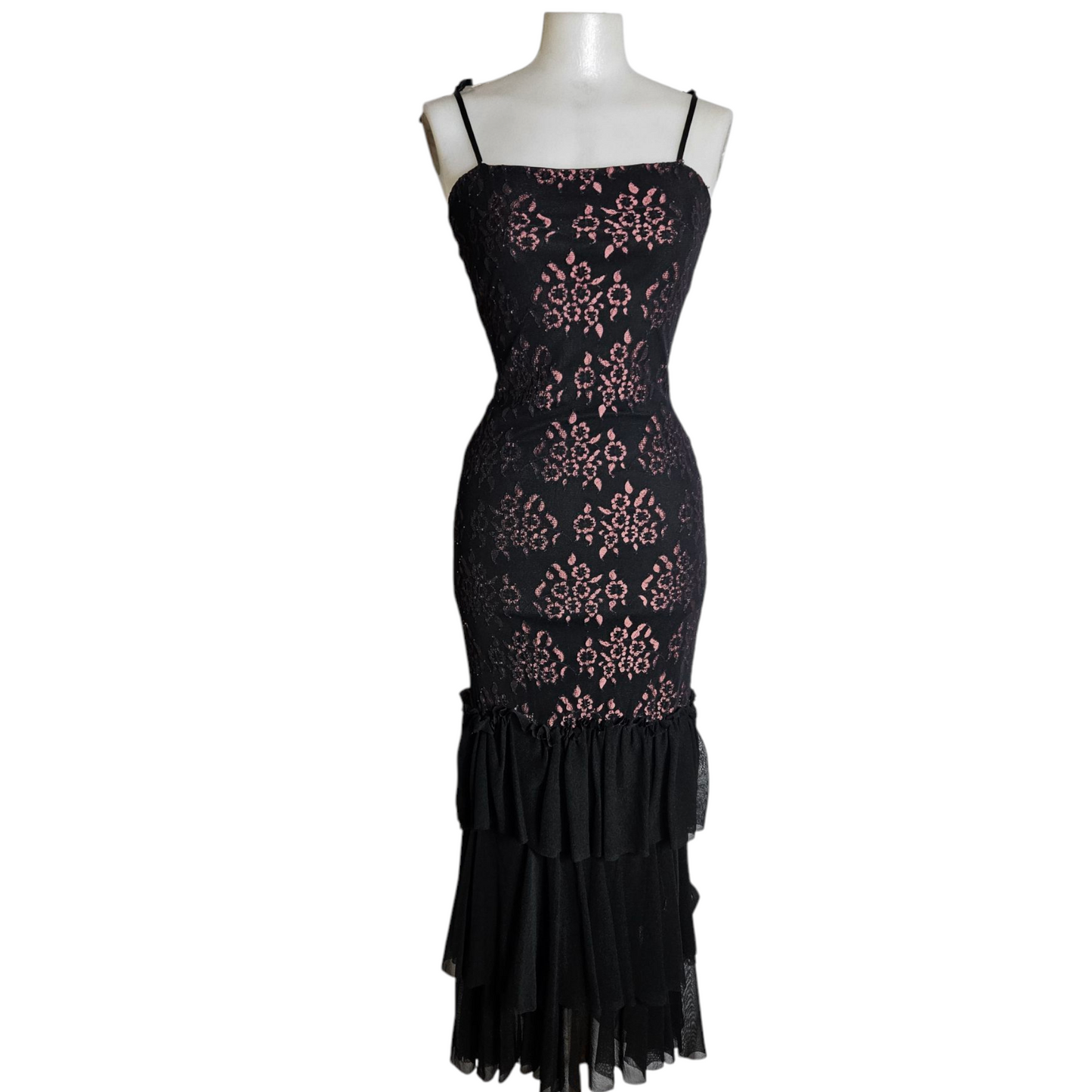 Robe maxi en voile et dentelle
