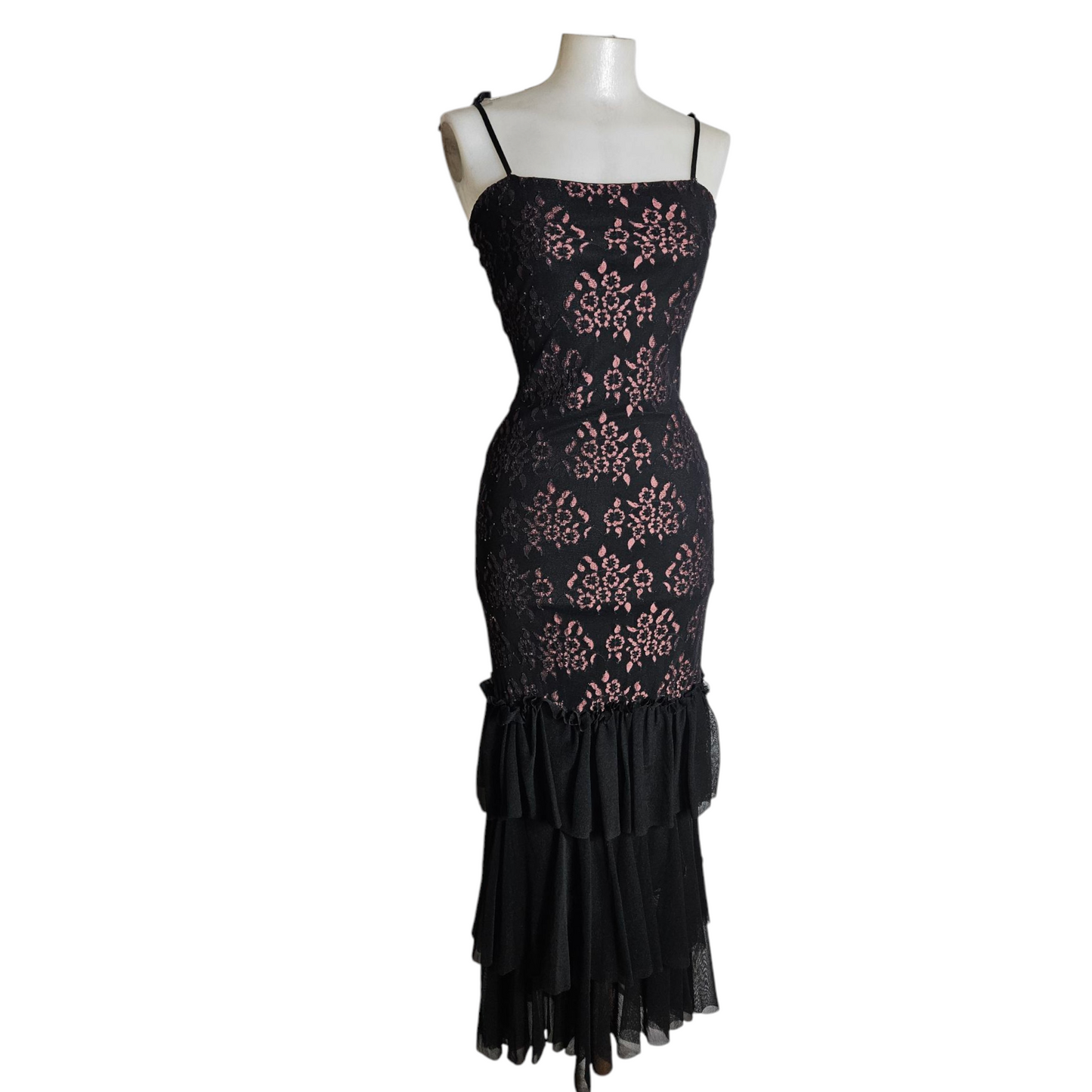 Robe maxi en voile et dentelle