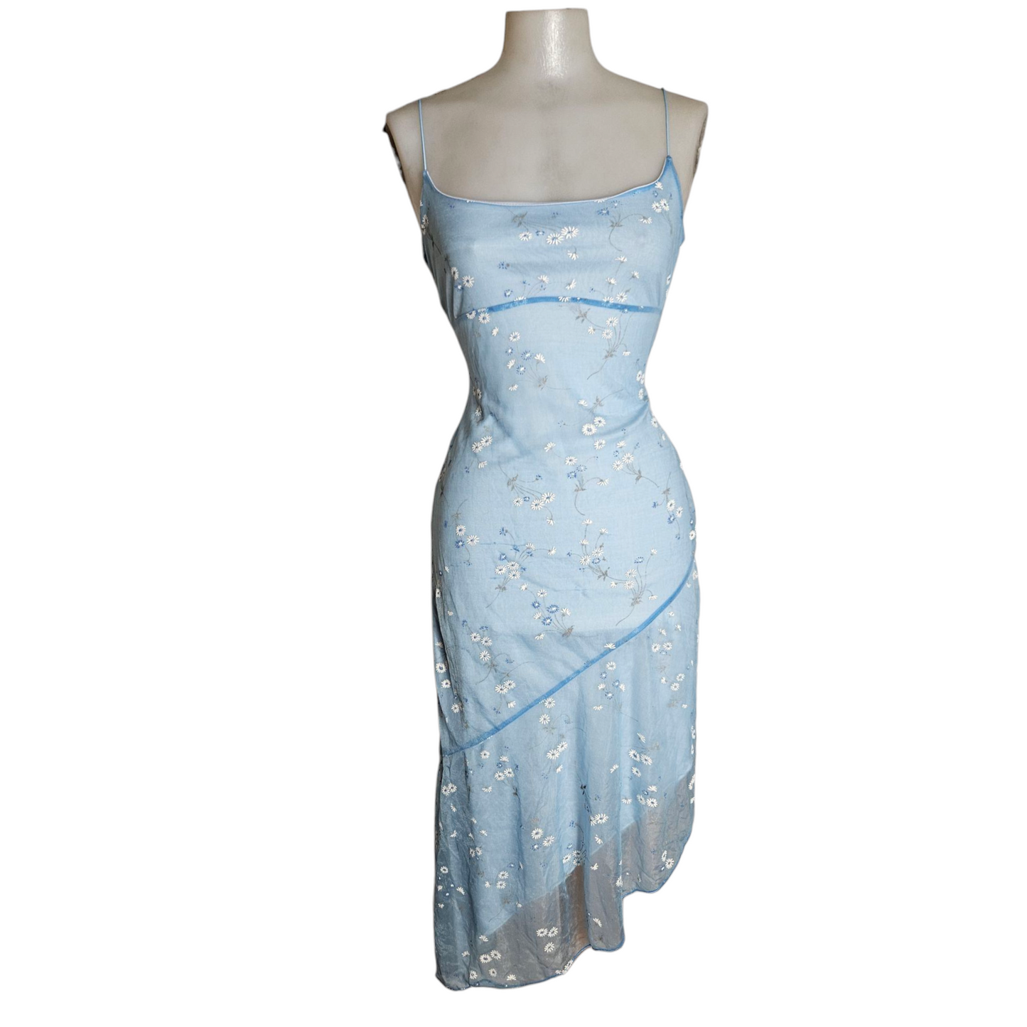 Asymmetrical blue voile dress