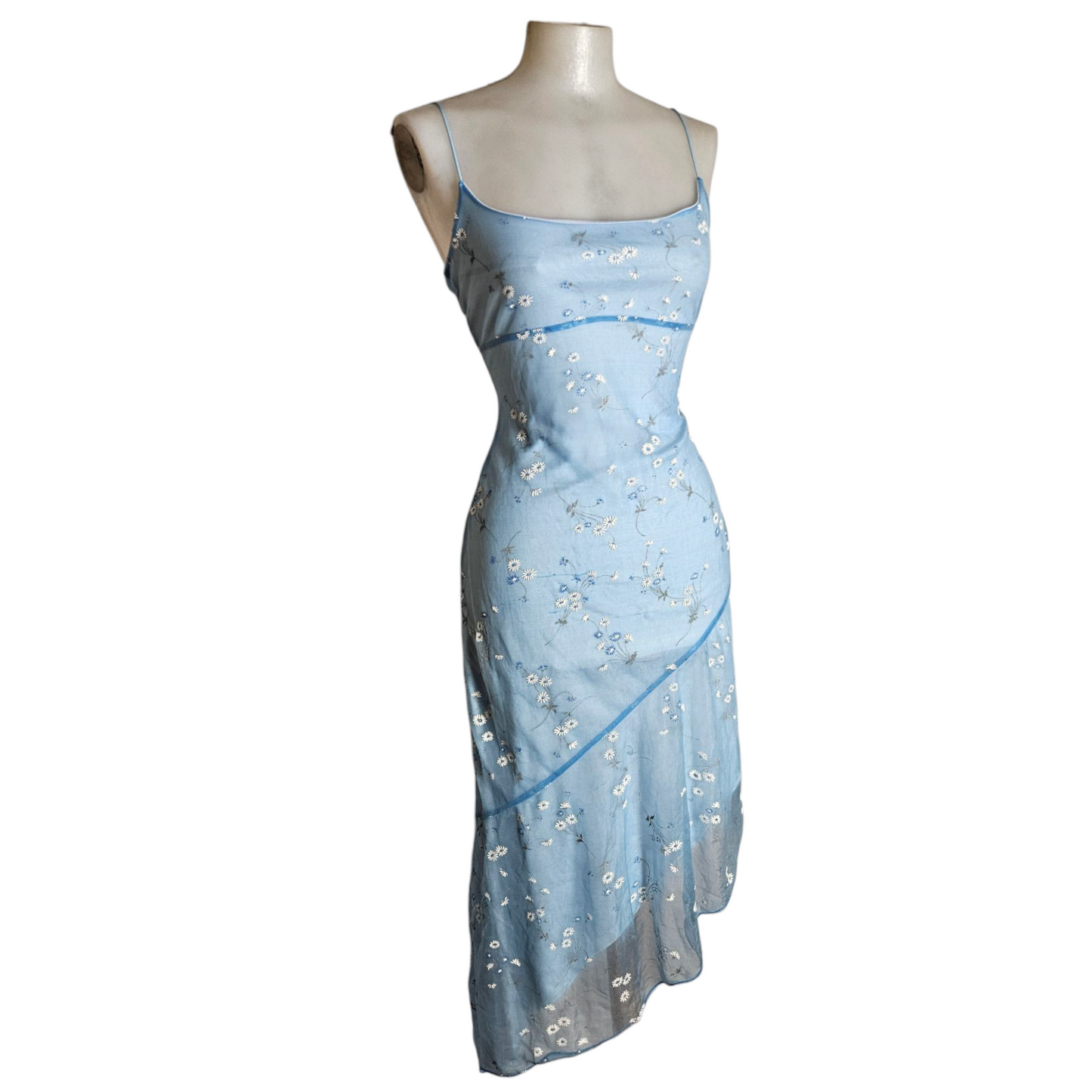 Asymmetrical blue voile dress