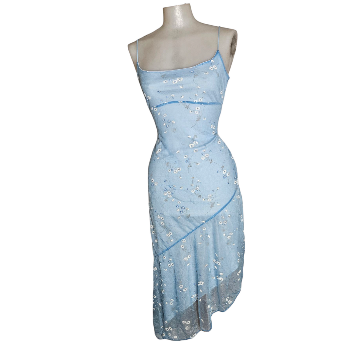 Asymmetrical blue voile dress