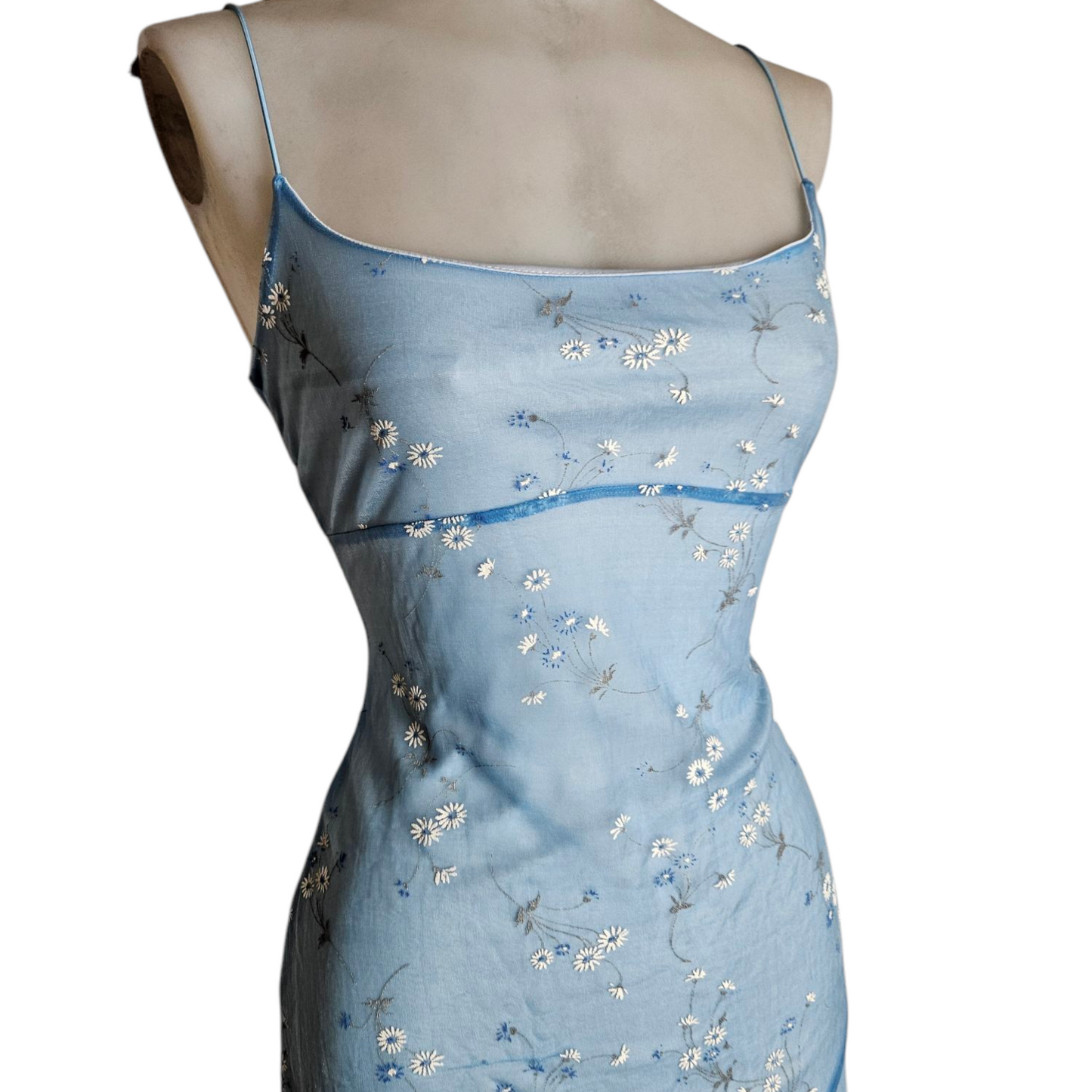 Asymmetrical blue voile dress