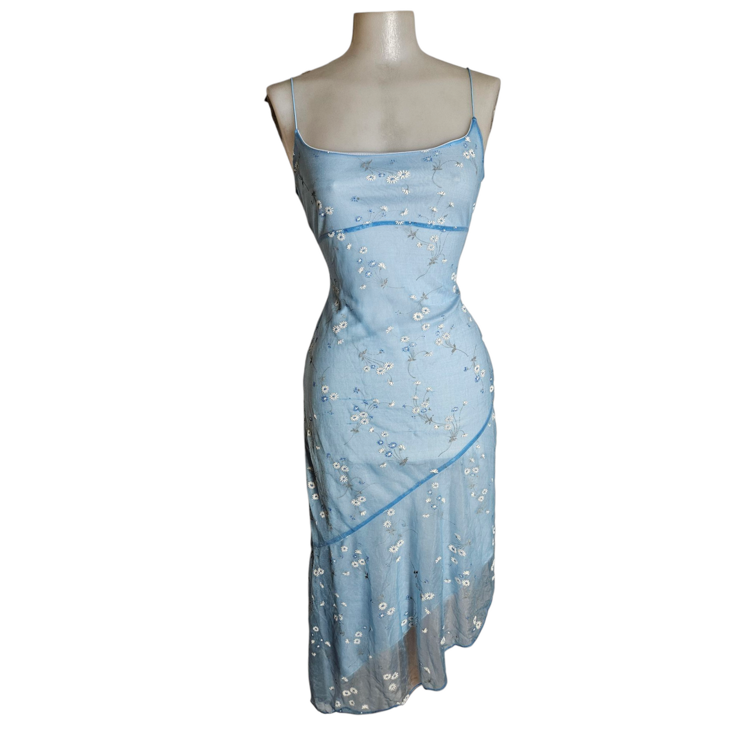 Asymmetrical blue voile dress