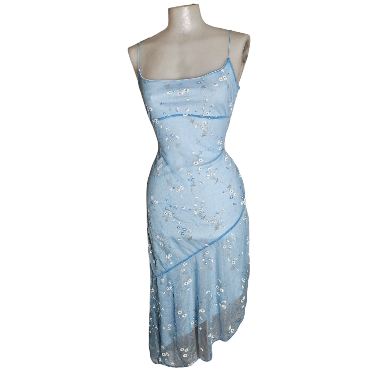 Asymmetrical blue voile dress