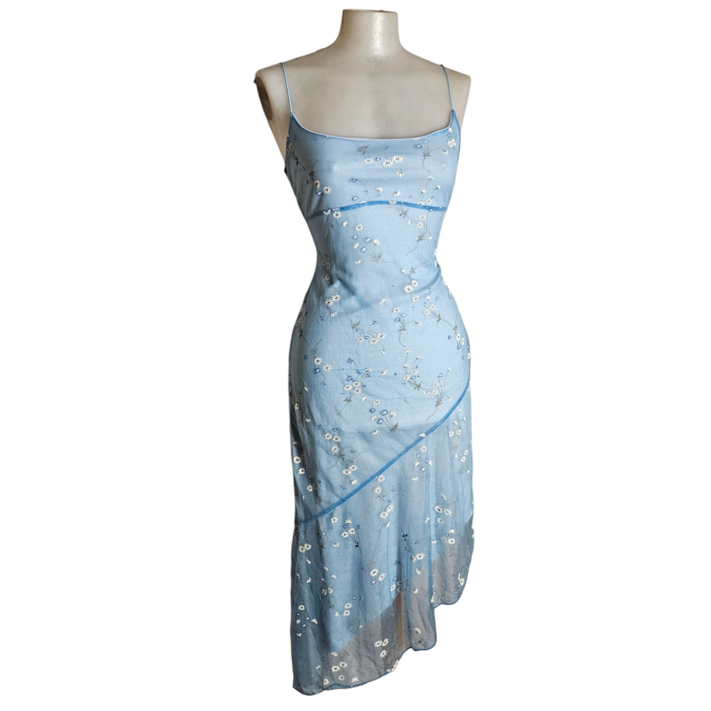 Asymmetrical blue voile dress