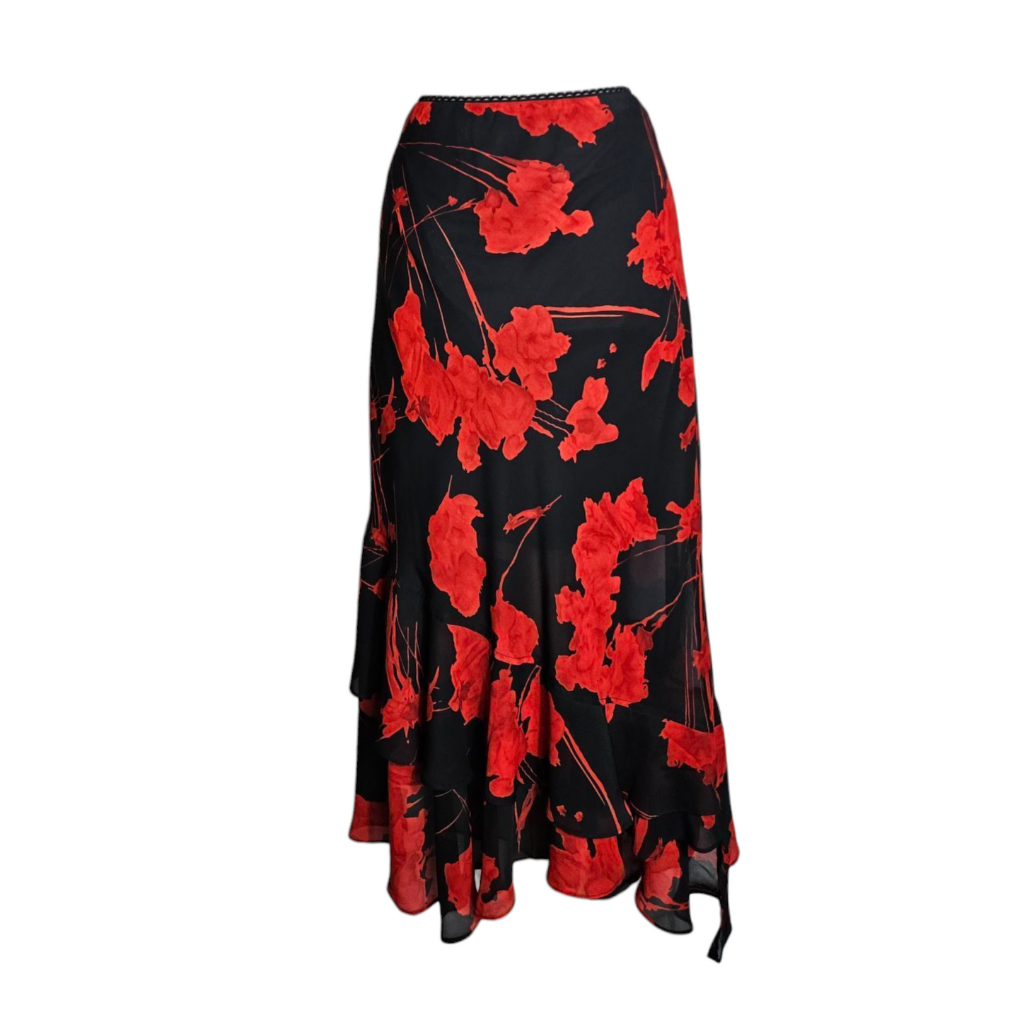 Jupe fleurie noire et rouge