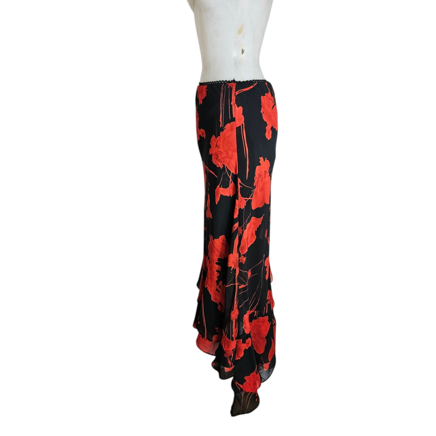 Jupe fleurie noire et rouge