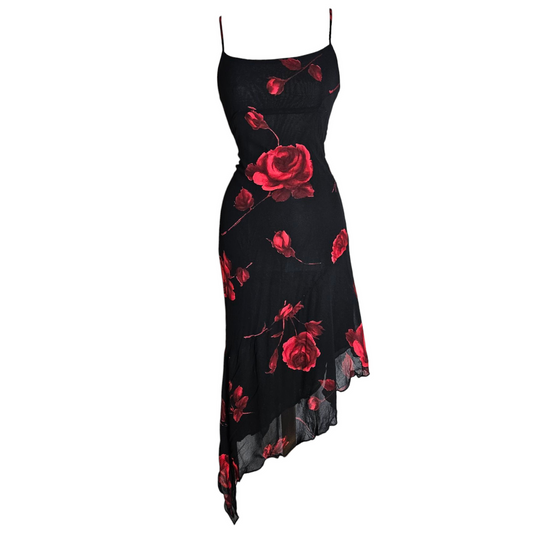Asymmetrical floral pattern dress