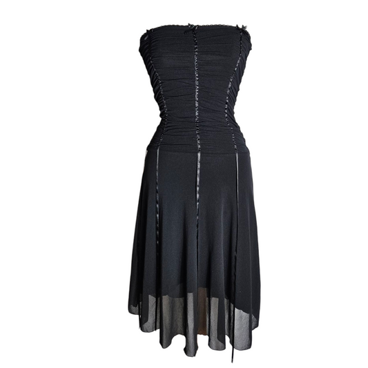 Strapless voile dress with satin trim