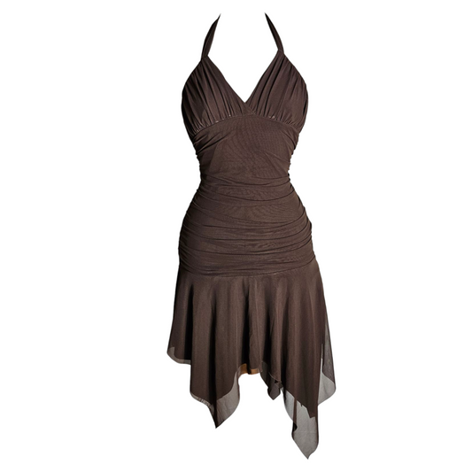Asymmetrical backless voile dress