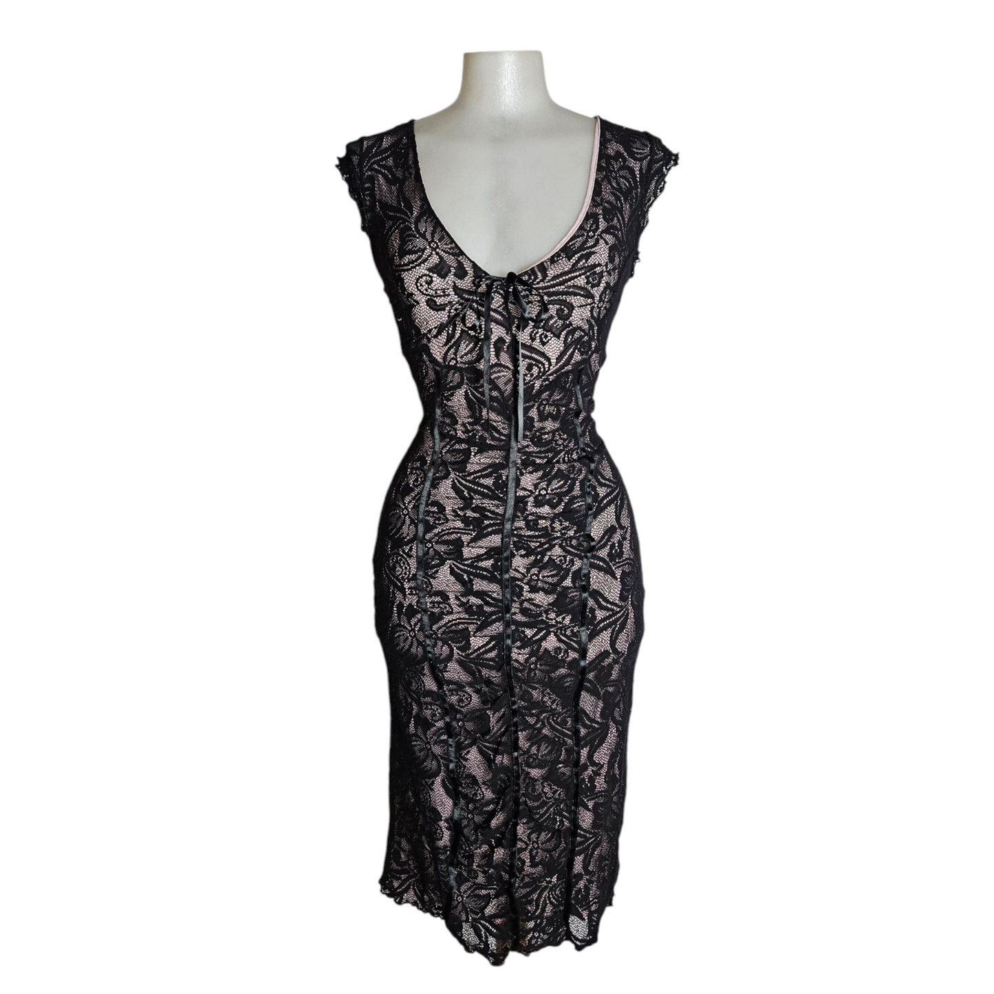 Black and pink lace dress