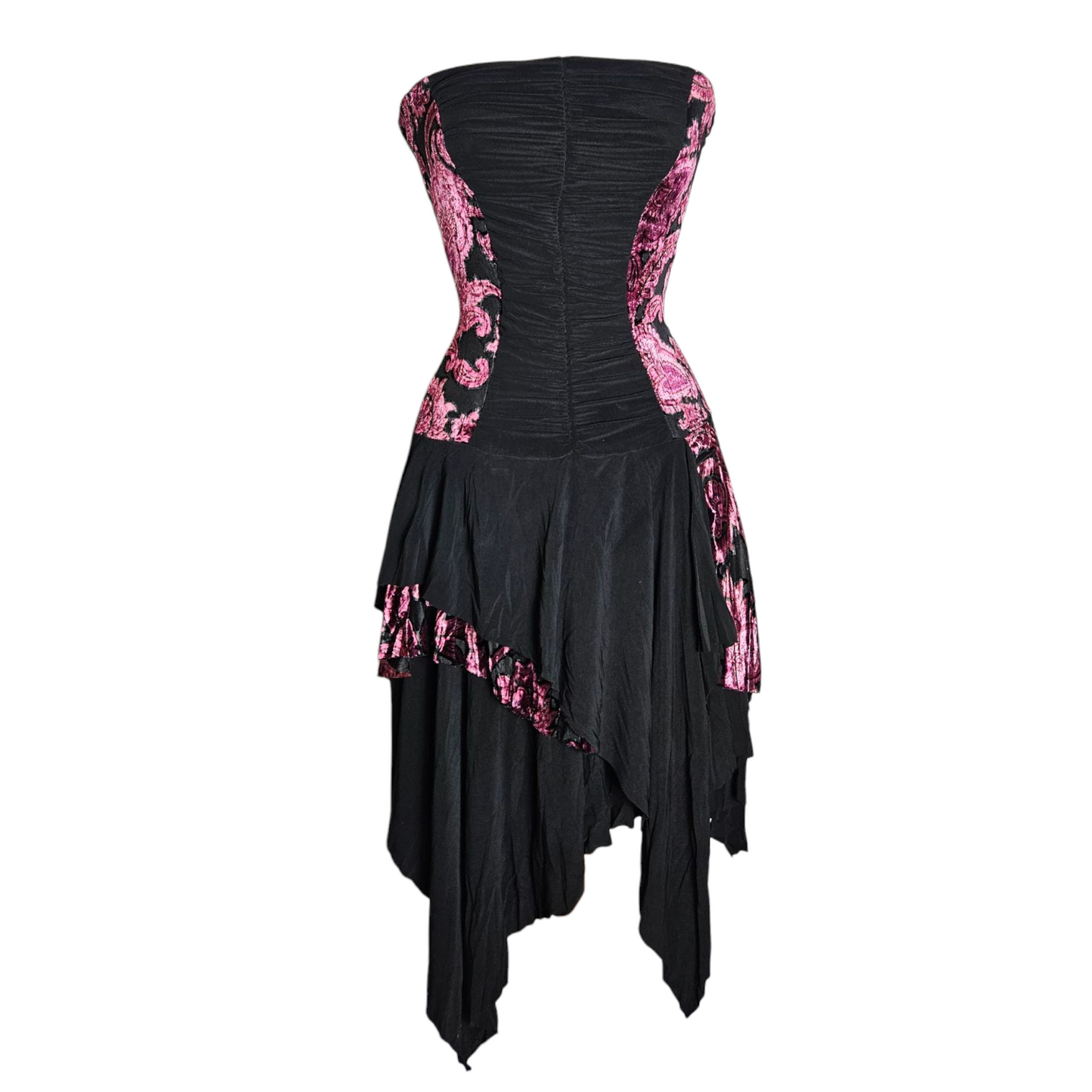 Robe strapless motifs velours ras