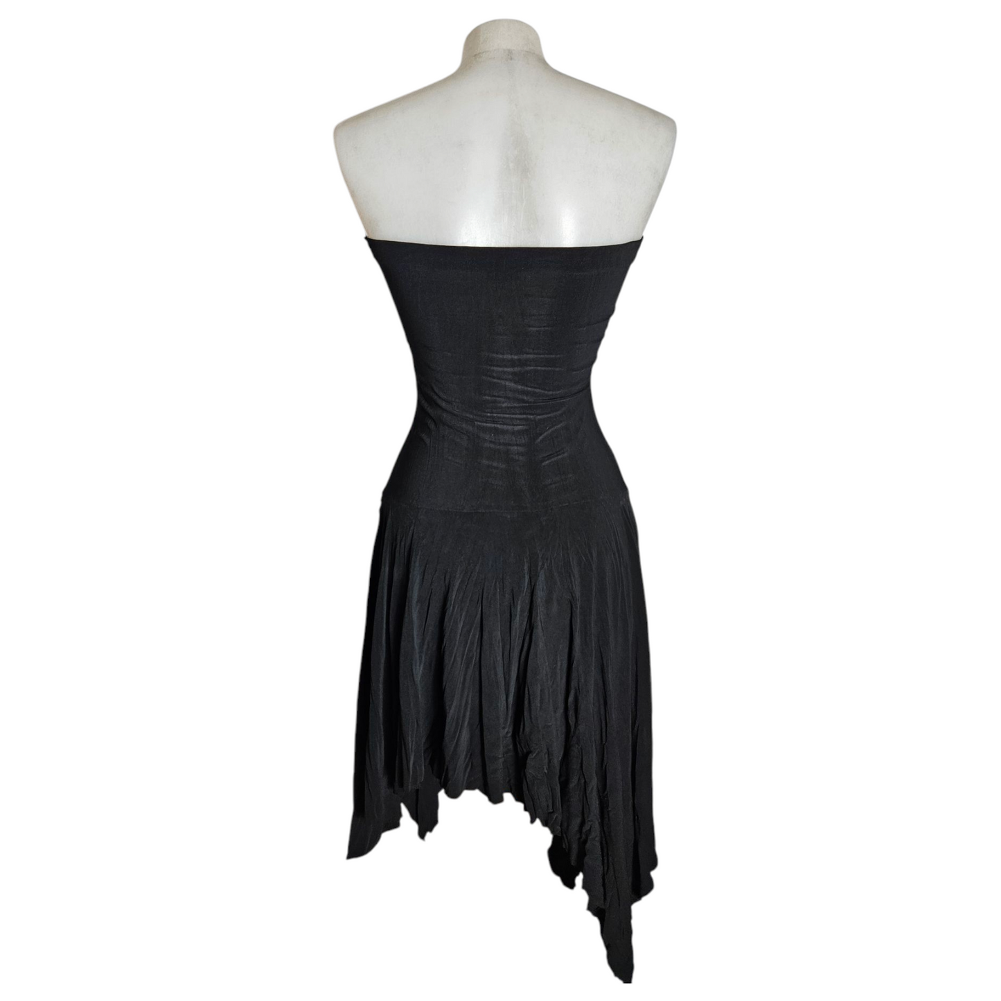 Robe strapless motifs velours ras