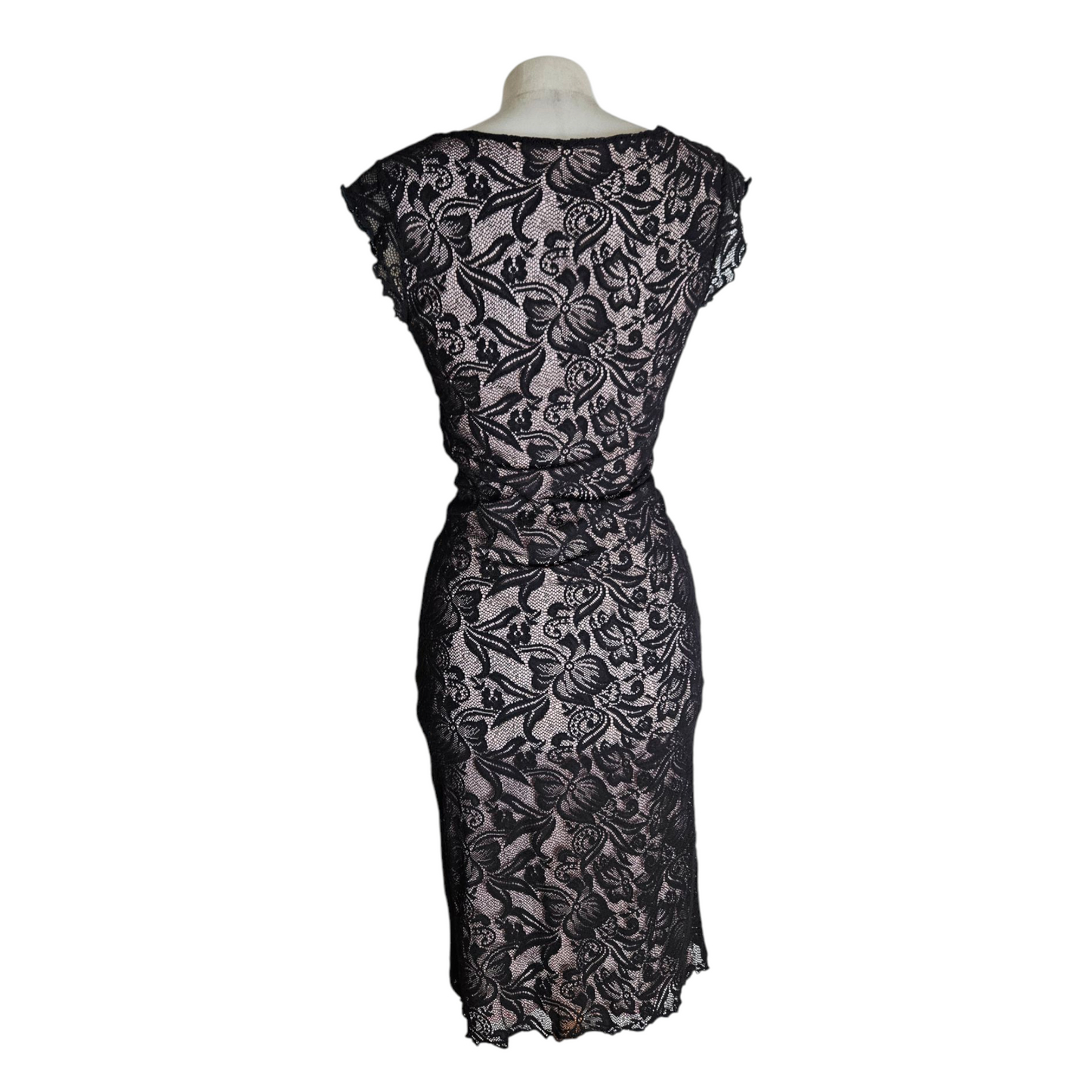 Black and pink lace dress
