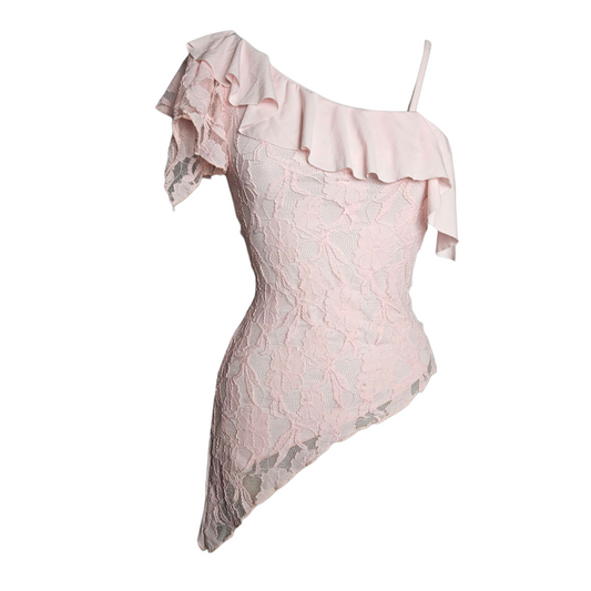 Asymmetrical lace top