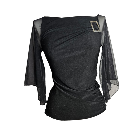 Top in voile sleeves with buckle detail