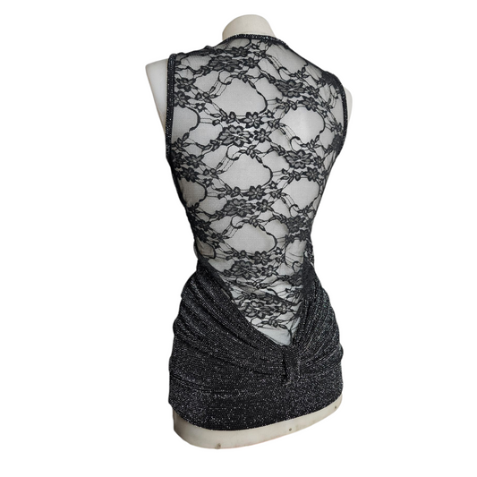 High cowl neck with lace back
