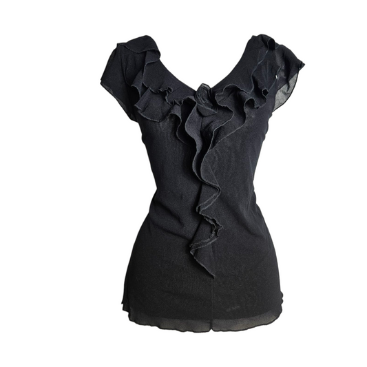 Top with ruffled details and 3D flowers