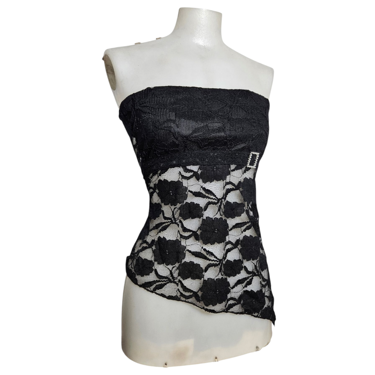 Black lace strapless top