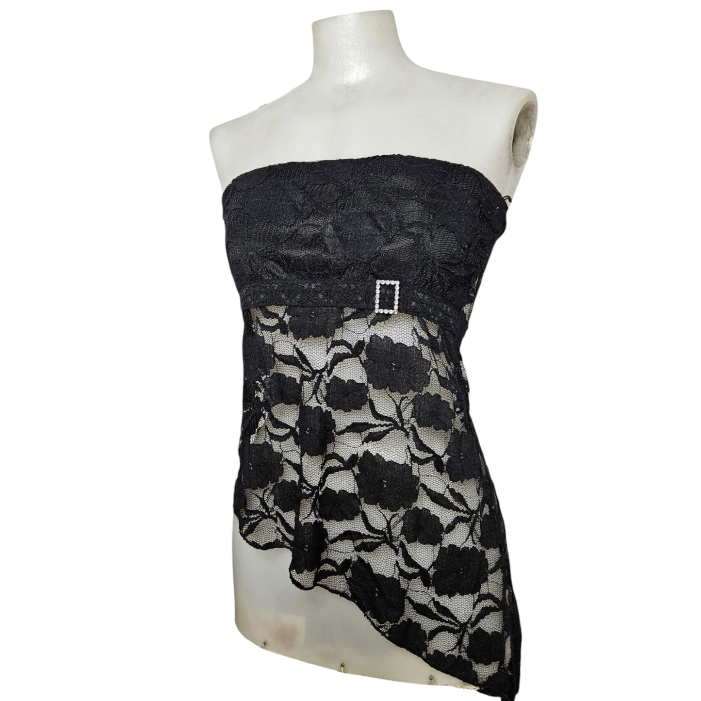 Black lace strapless top