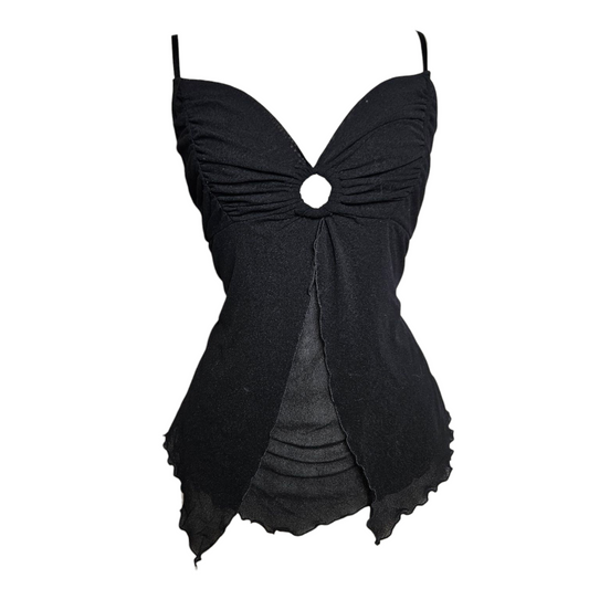Débardeur asymétrique en voile noir