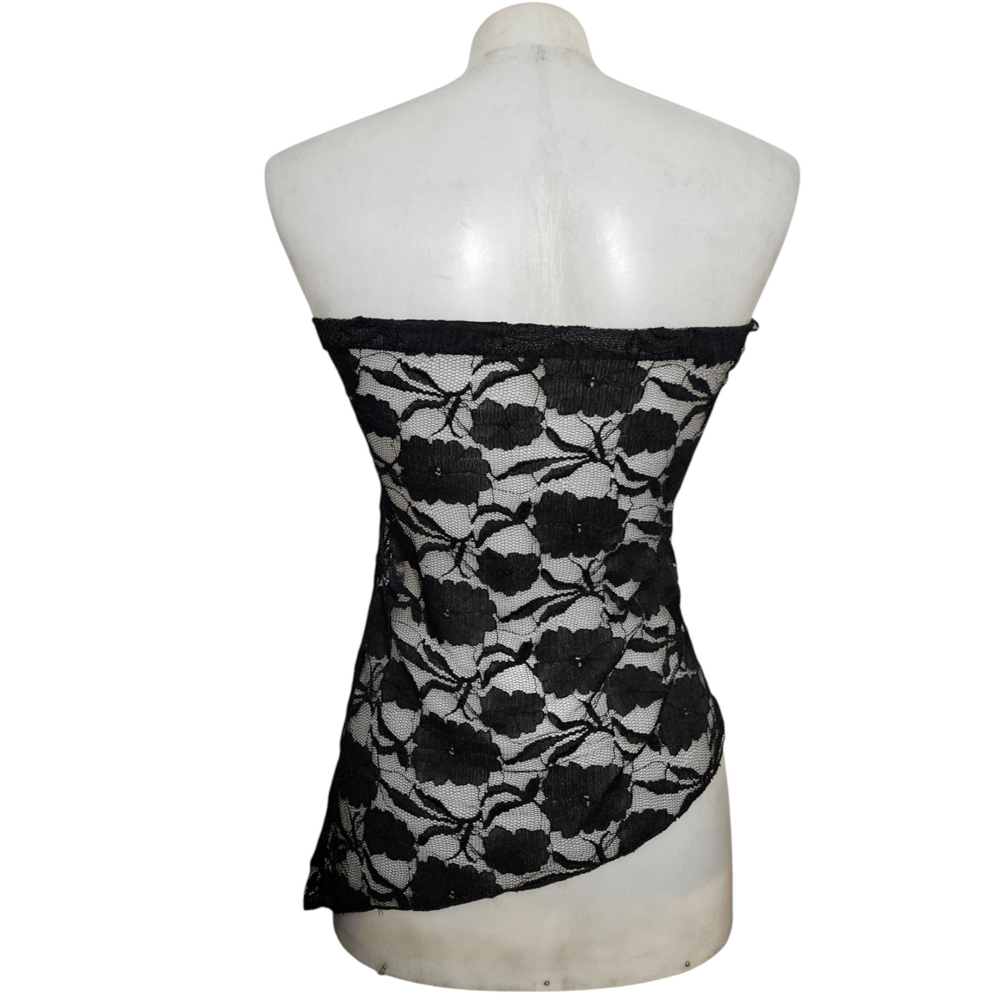 Black lace strapless top