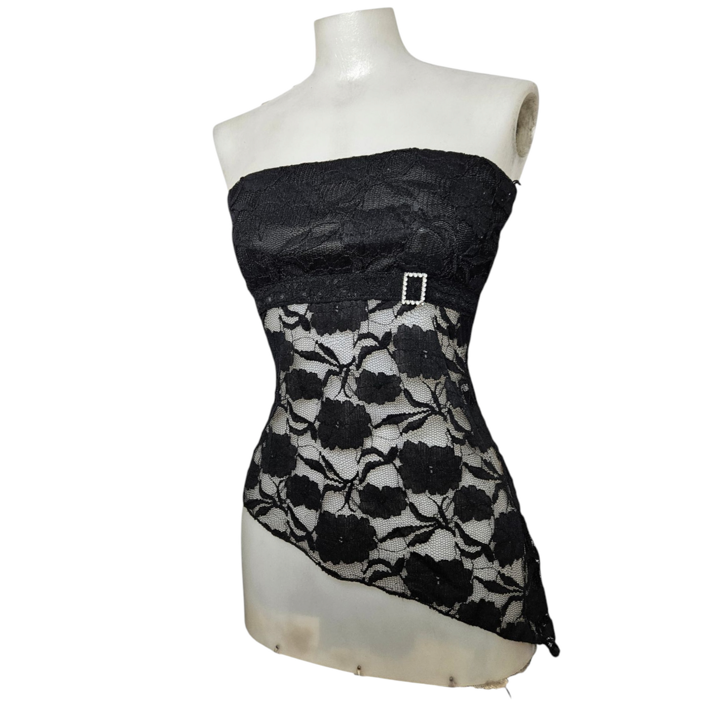 Black lace strapless top