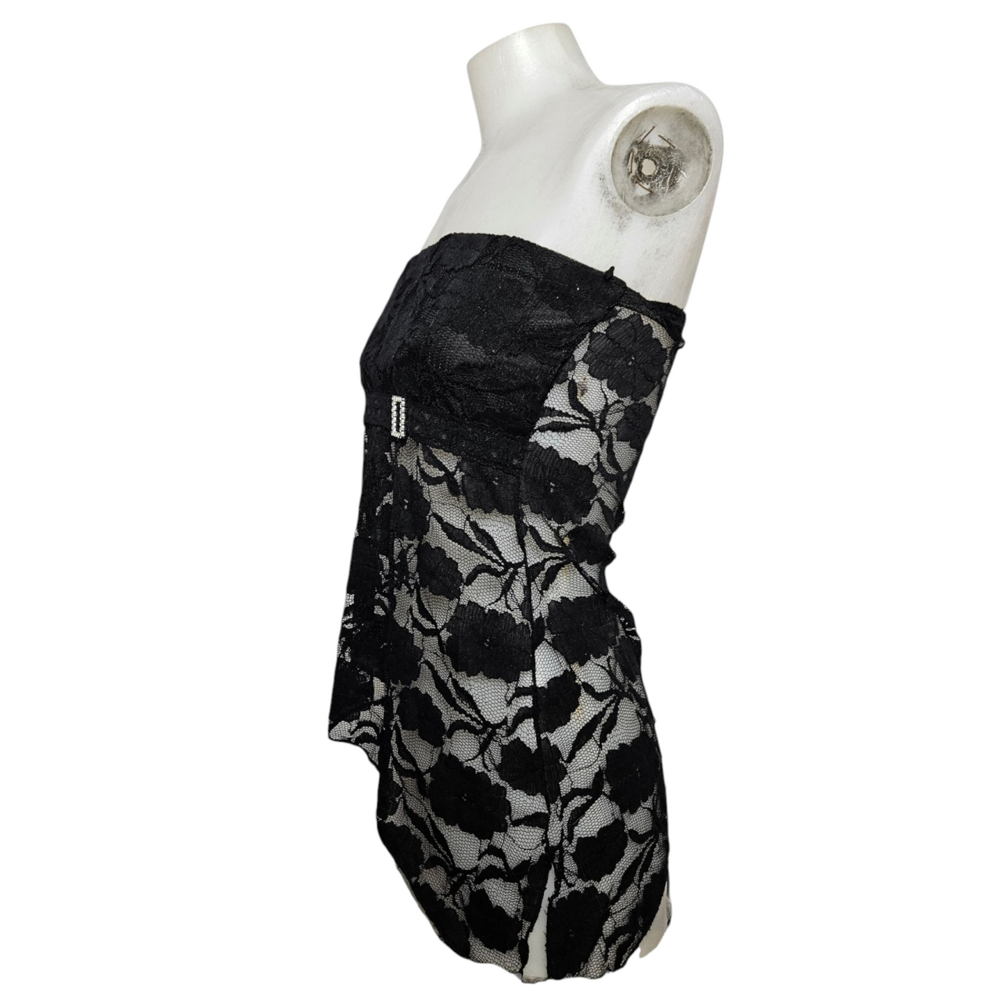 Black lace strapless top