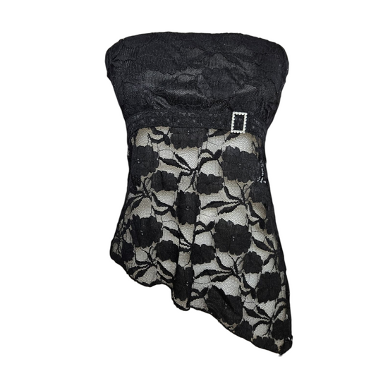 Black lace strapless top
