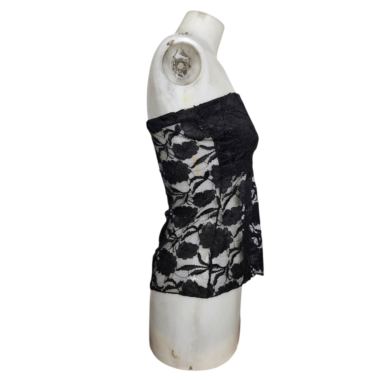 Black lace strapless top