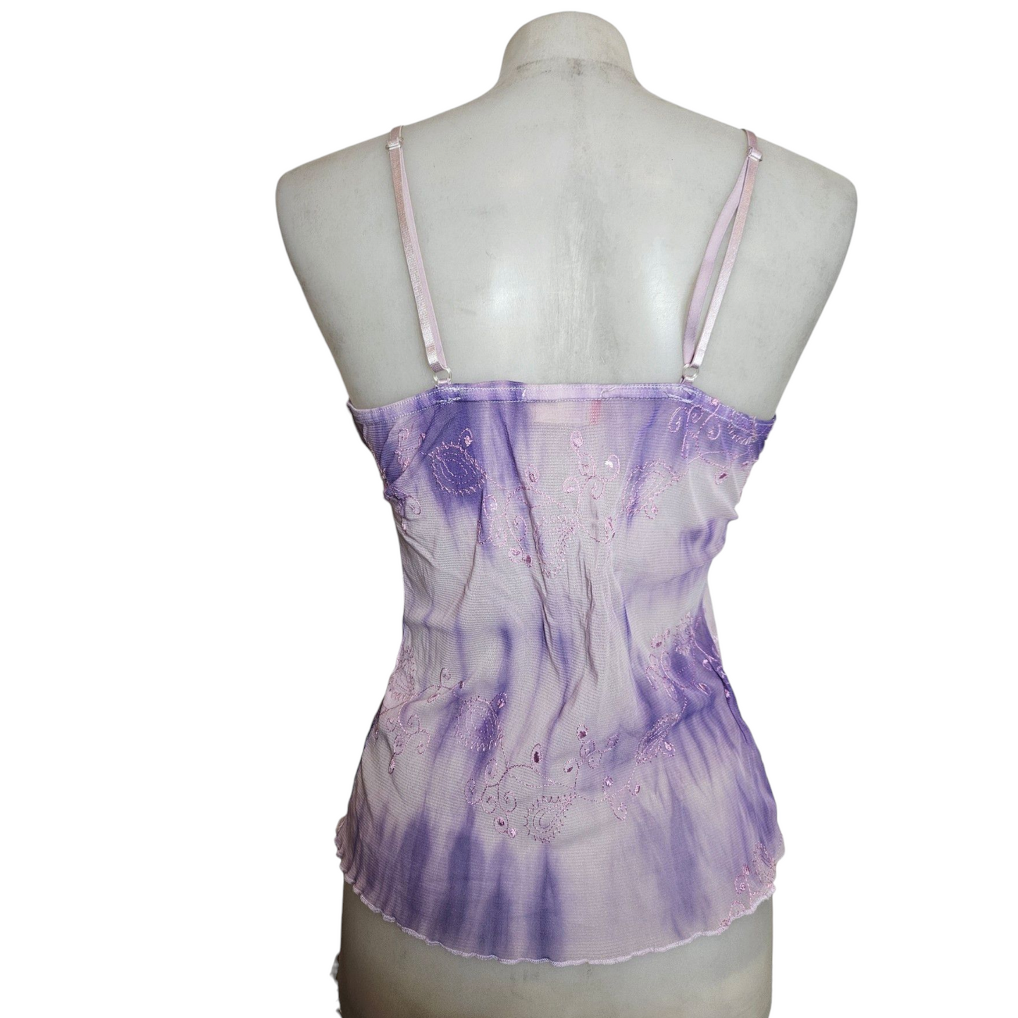 Purple voile top with rhinestone details