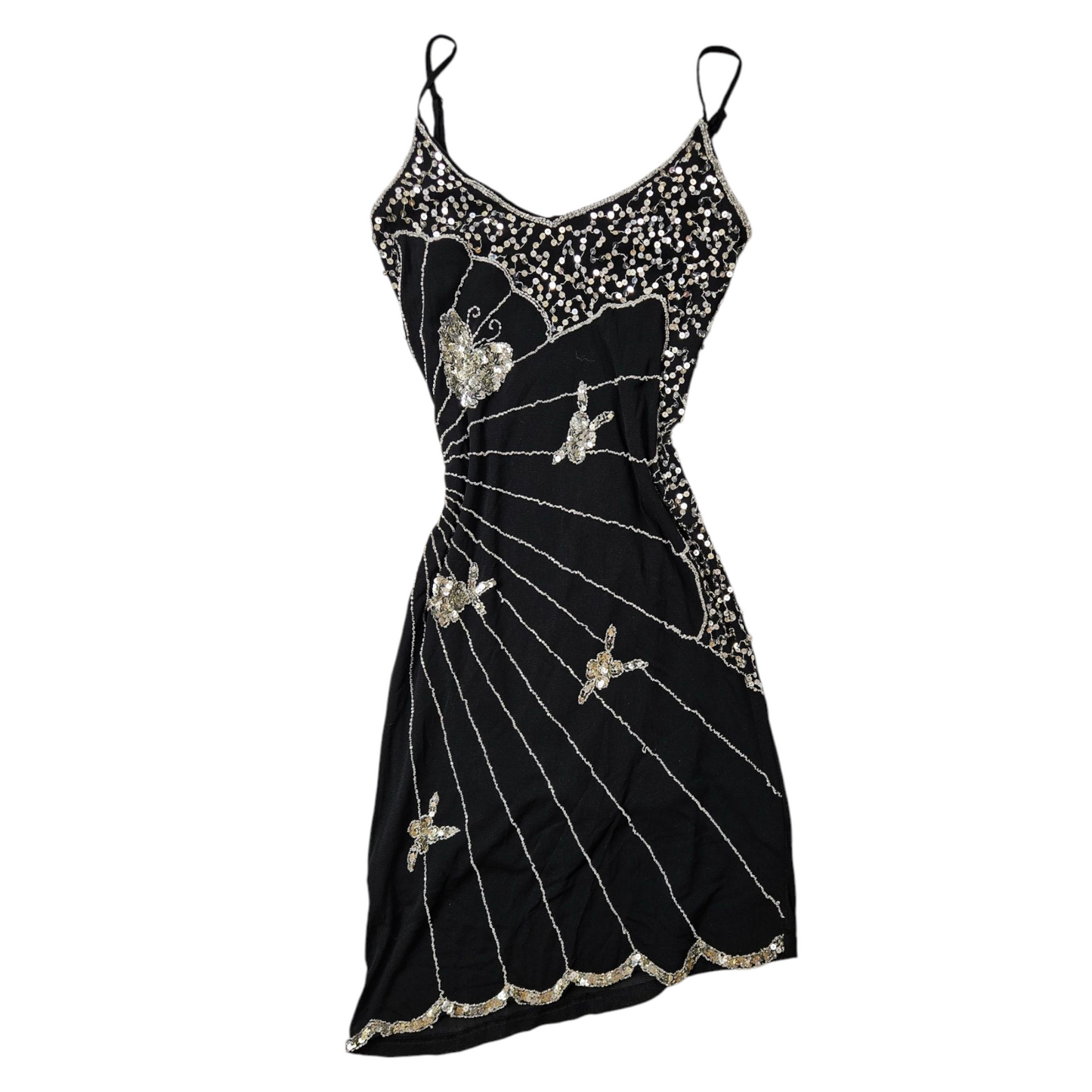 Robe en voile brodé de perles et sequins
