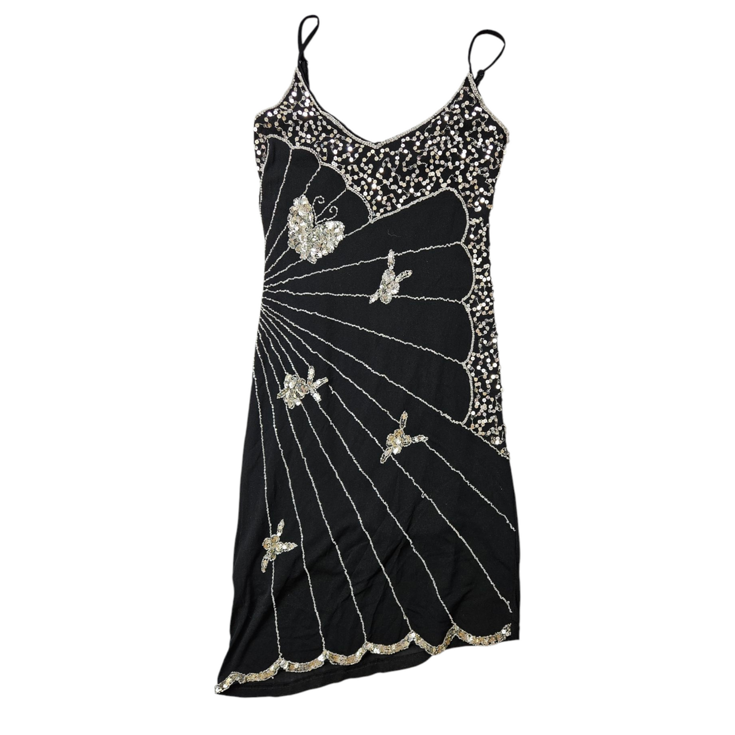 Robe en voile brodé de perles et sequins