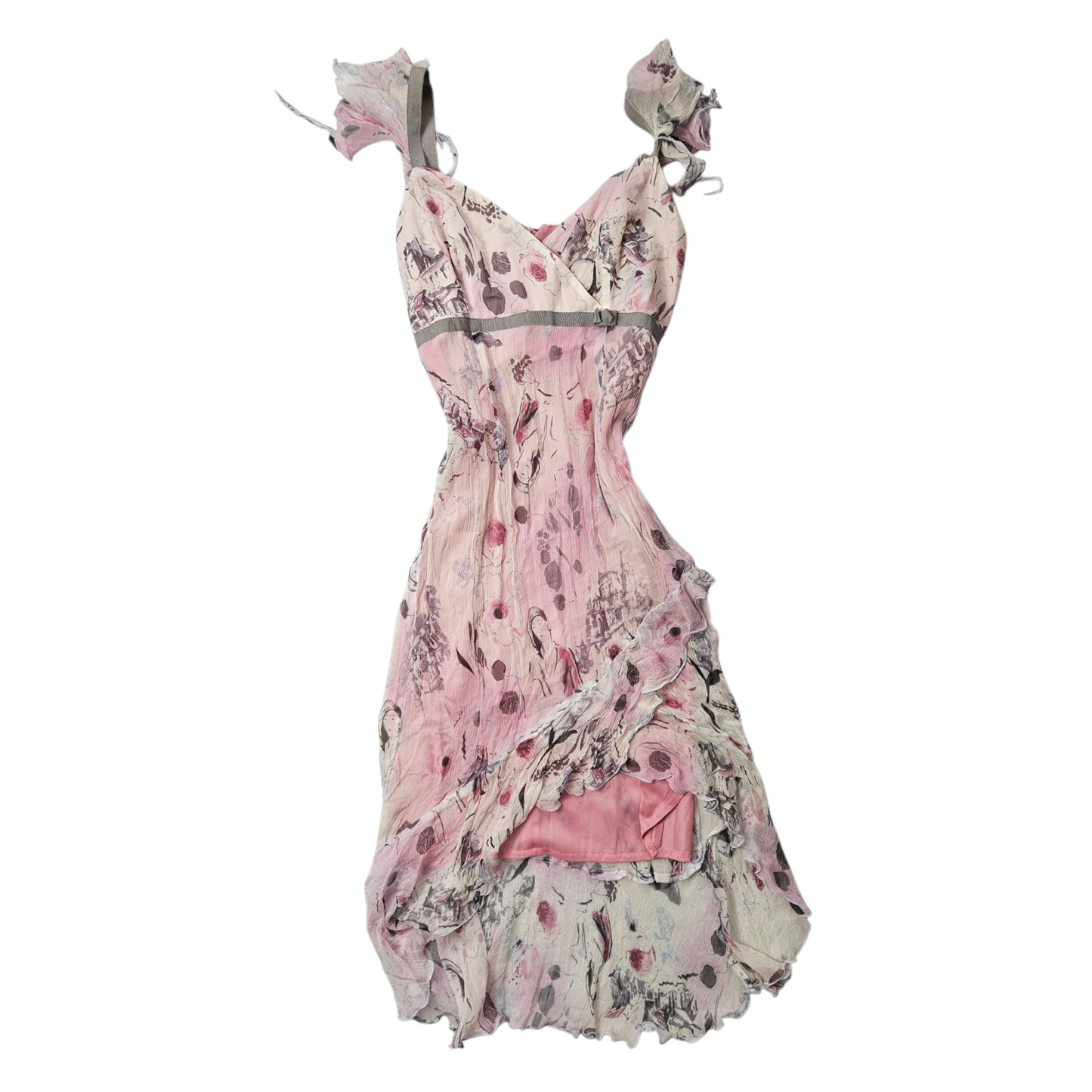 Ruffled silk dress