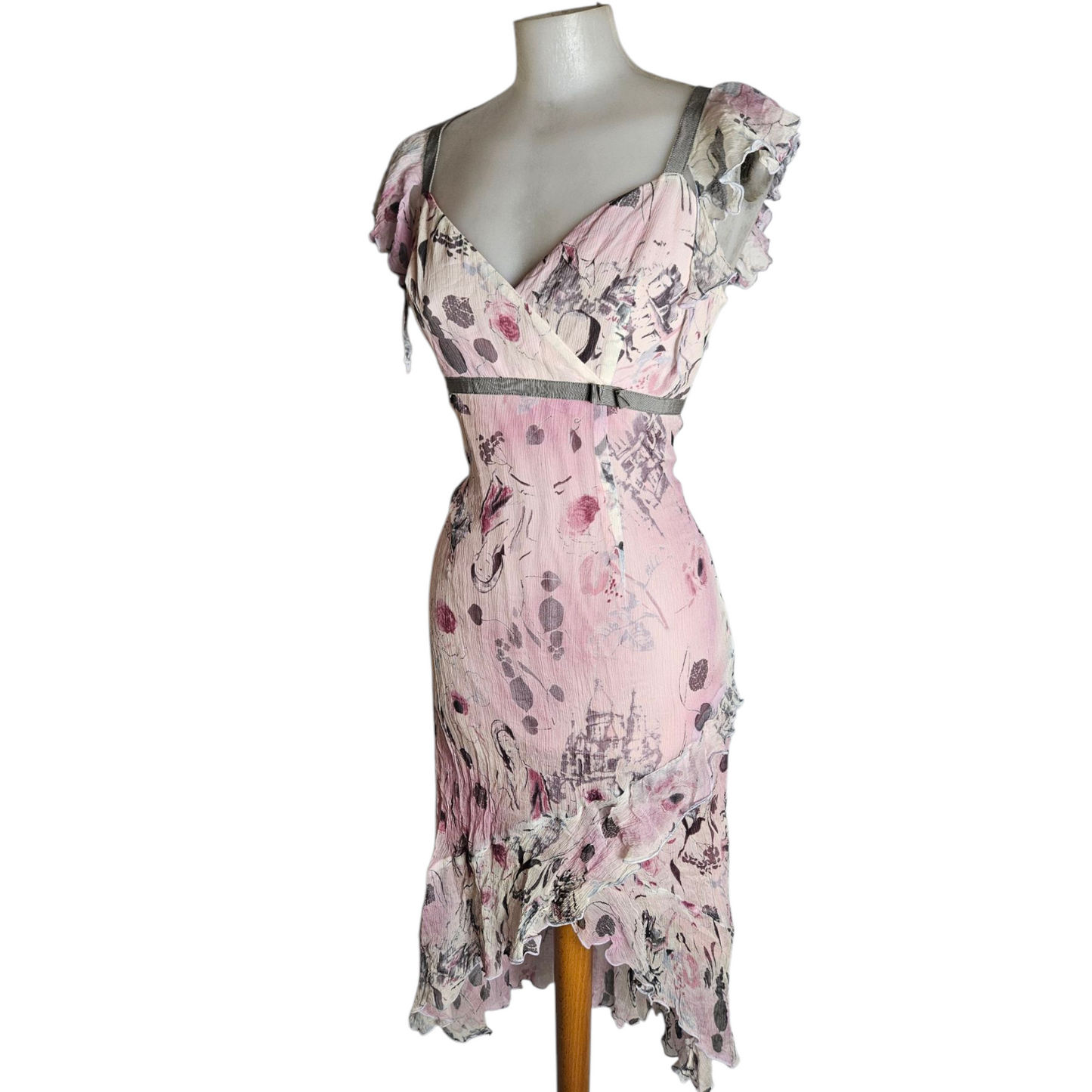 Ruffled silk dress