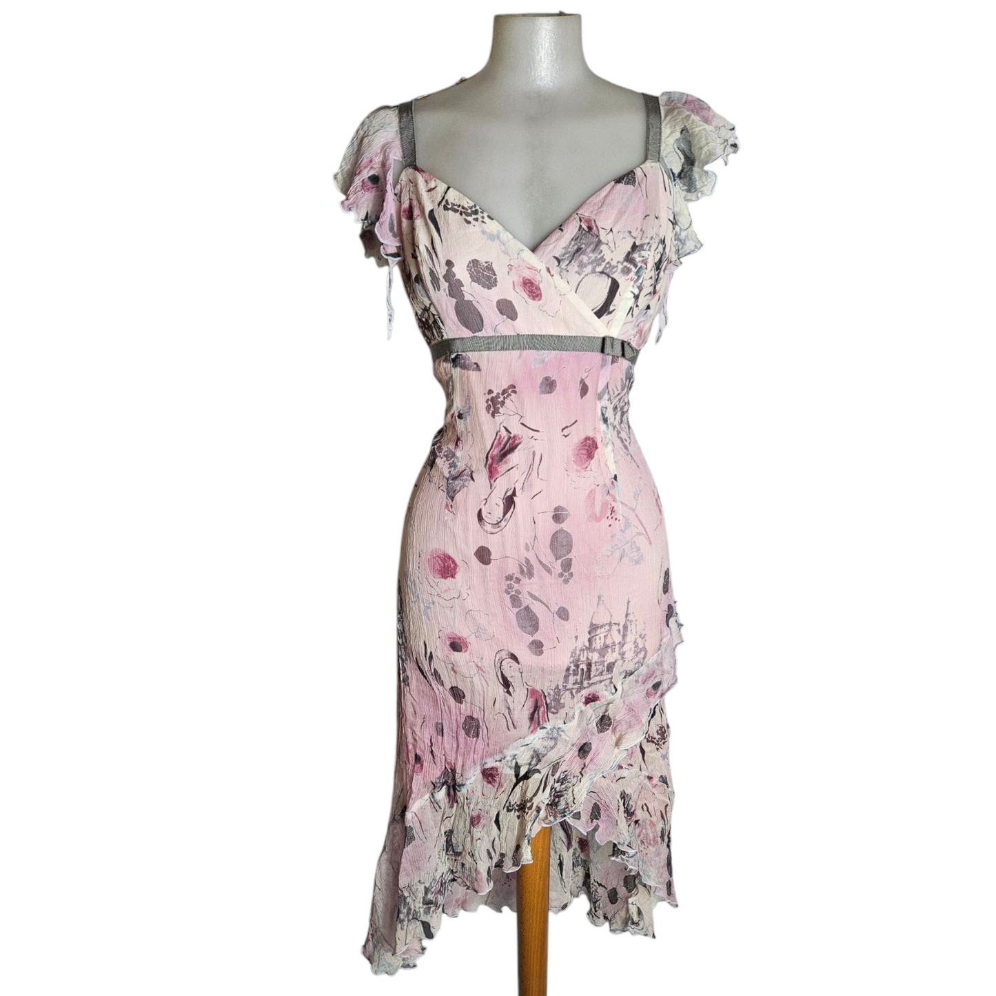 Ruffled silk dress