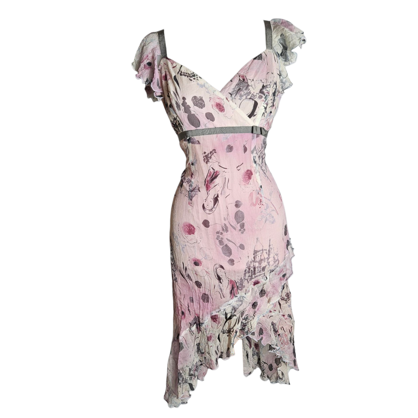 Ruffled silk dress