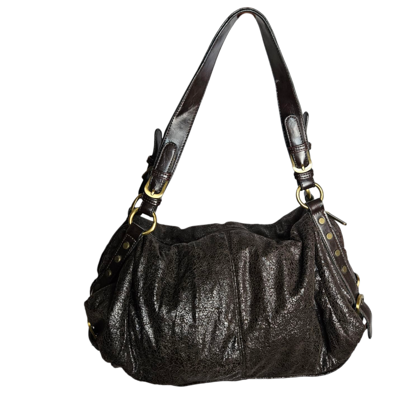 Faux leather bag with strap details